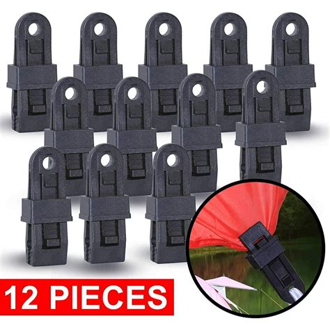 Wellmax Heavy Duty Tarp Clips 12 Pieces, Multi-Purpose Awning Clamps Set with Strong Lock Grip ...