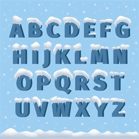 Free Vector | Winter vector alphabet with snow. Letter abc, ice cold ...