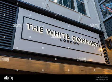 Name board of The White Company London above the shop front in Gunwharf Quays shopping centre ...