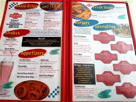 Maid Rite menu in Davenport, Iowa, USA