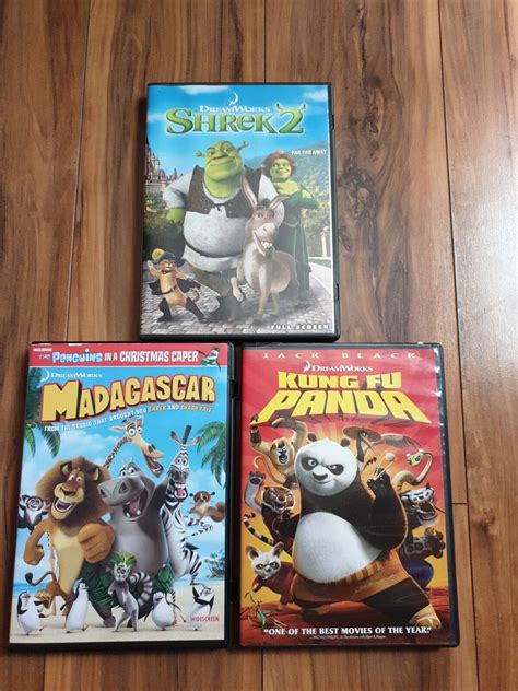 DreamWorks DVD Lot Of 3 - Shrek, Kung Fu Panda, Madagascar. Great Gift ...