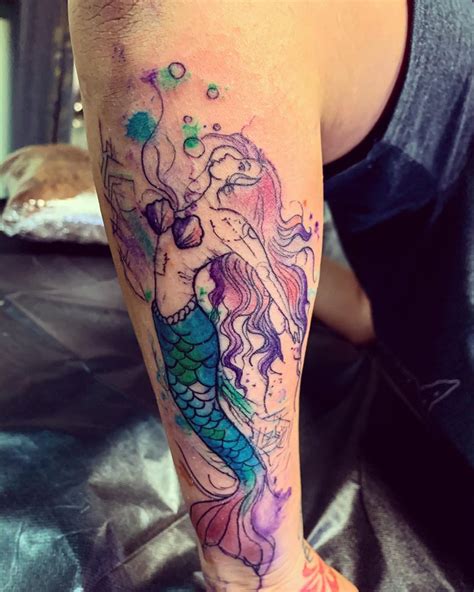 Watercolor whimsical mermaid tattoo | Mermaid tattoos, Mermaid tattoo designs, Mermaid tattoo