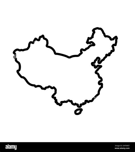 simplified map shape of PRC peoples republic of China outline silhouette vector isolated on ...