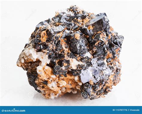 Sphalerite With Galena Ore On White Marble Stock Photo - Image of sample, collection: 113707776