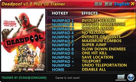 Deadpool Trainer +10 v1.0 FLiNG - download cheats, download Trainer