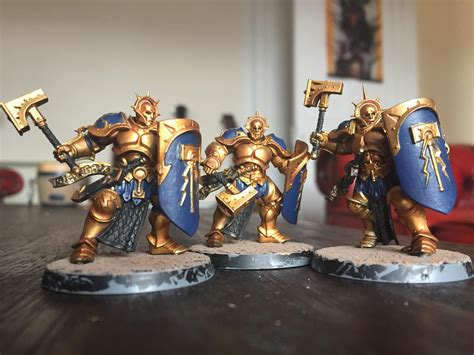 Just finished painting my first miniatures - Stormcast Eternals + Paint Set. C&C welcome ...