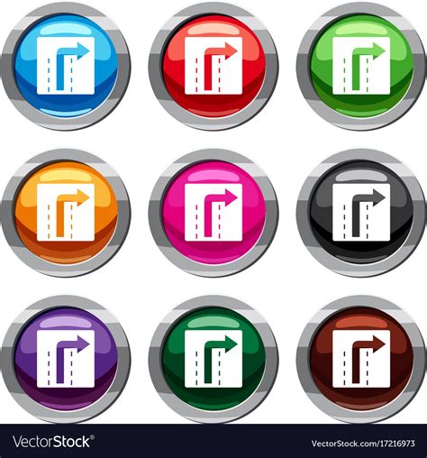 Turn right traffic sign set 9 collection Vector Image