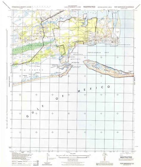 1944 Topo Map of Fort Barrancas Florida Quadrangle | Etsy