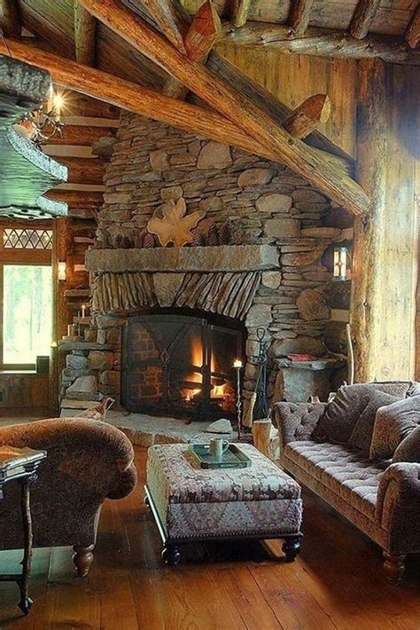 20 Awesome Living Room Decoration Ideas For Winter (With images) | Home fireplace, Log home ...