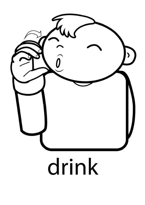 Sign Language Words: Drink Sign printable pdf download