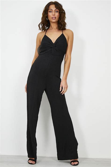 Wholesale Gleamed Twist Halter Jumpsuit | J5Fashion