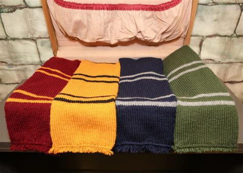 Knitted Harry Potter Inspired House Scarf - Candidly Crafted