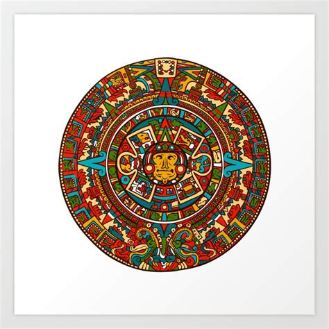 Aztec Mythology Calendar Art Print by kingFUTURE | Society6