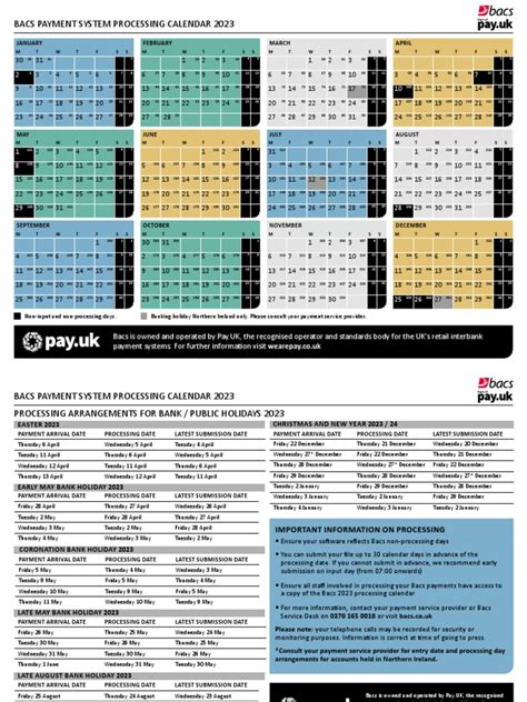 Bacs Payment System Processing Calendar 2023 | PDF