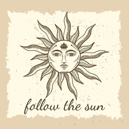 Beautiful Elegant Sun Face Symbol Tattoo Design.vector Illustration. Alchemy Symbol Royalty Free ...