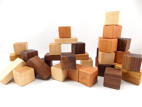 36 Wooden Building Blocks - Natural Hardwood Toy Blocks -Wood Block Set ...