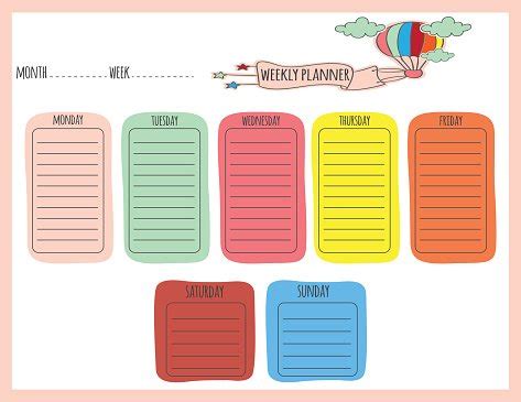 Cute Weekly Planner Stock Clipart | Royalty-Free | FreeImages