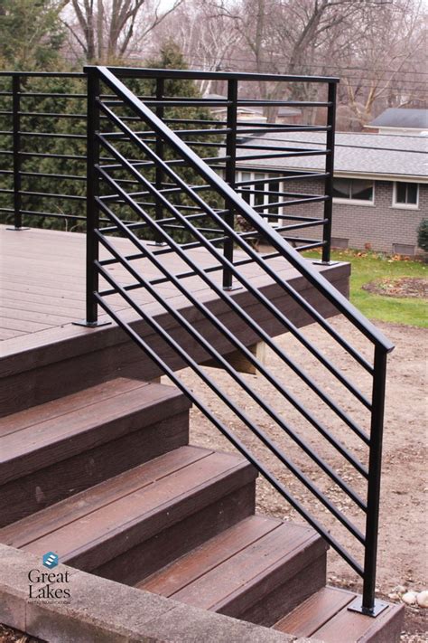 Horizontal Metal Railing for Deck and Stairs - Great Lakes Metal Fabrication | Deck railing ...