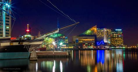 Baltimore's bright Inner Harbor at night | Kevin Moore Photography ...