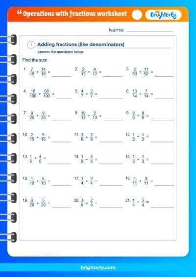 Adding, Subtracting, Multiplying And Dividing Fractions Worksheets