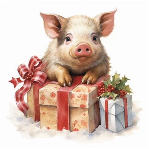 Christmas Pig Hog Gifts Art Free Stock Photo - Public Domain Pictures