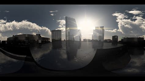 vr 360. sunshine and clouds above London city in virtual reality 360 ...