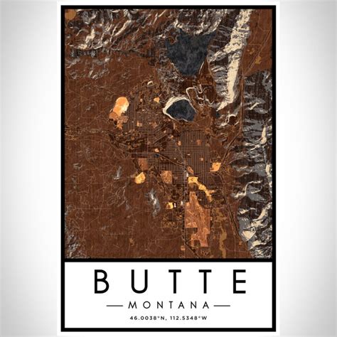 Butte - Montana Map Print in Ember — JACE Maps