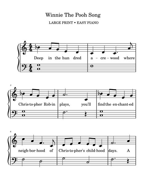 Winnie The Pooh (arr. Trish Boril) by Richard M. Sherman Sheet Music for Easy Piano at Sheet ...