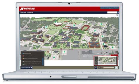 Austin Peay Campus Map with Active Parking Layers (Desktop Platform)