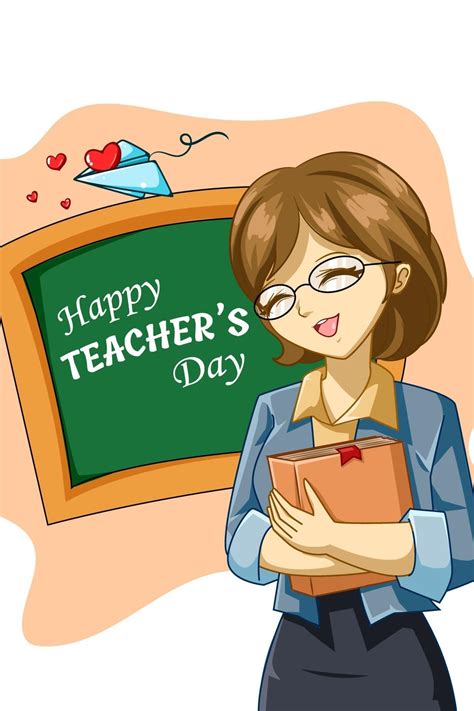 Design character of happy teacher's day cartoon illustration 3227052 Vector Art at Vecteezy