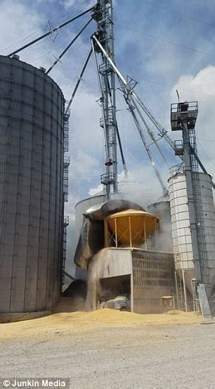 Indiana silo filled with corn topples and explodes | Daily Mail Online