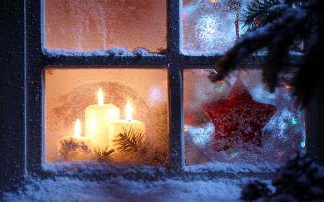 Glowing Christmas Candle Frosted Window Wallpapers - Wallpaper Cave