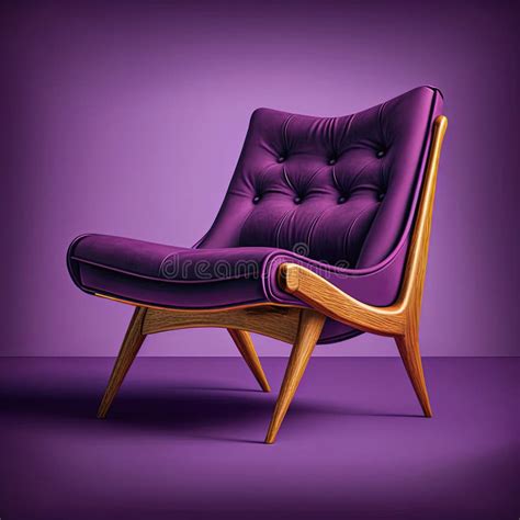 Mid Century Purple Accent Armchair on Monochrome Background Stock ...