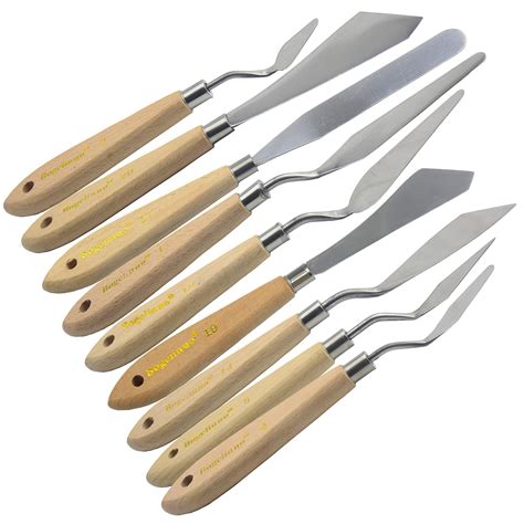 Buy 9 Pcs Paint Palette Knives for Painting, Stainless Steel Color Mixing Scraper Set, Drawing ...