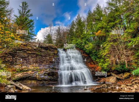 Appalachian mountains fall autumn stream river trees cloudy hiking recreation hi-res stock ...