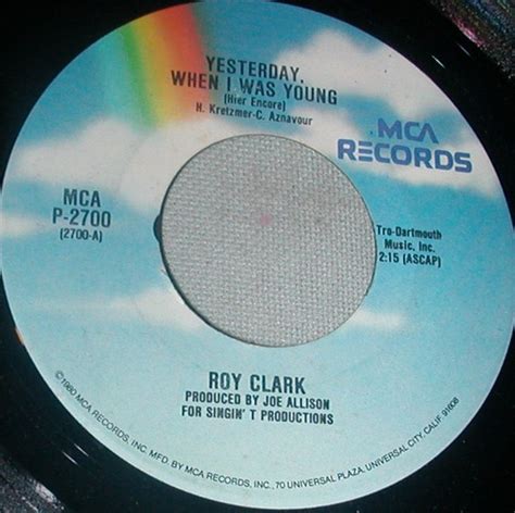 Roy Clark – Yesterday, When I Was Young (Vinyl) - Discogs