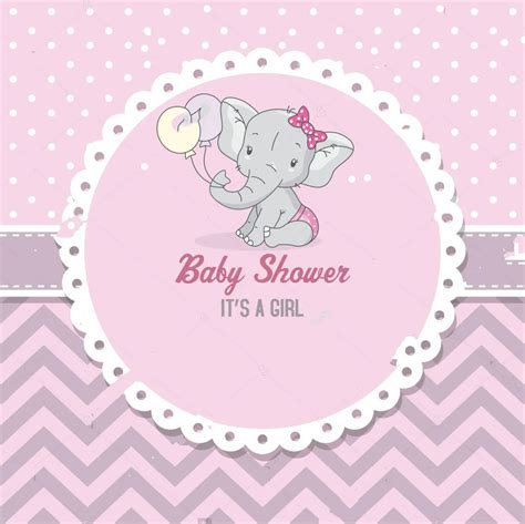 baby elephant Baby Shower girl Cute Balloons polka dot chevron pink backdrops Computer print ...