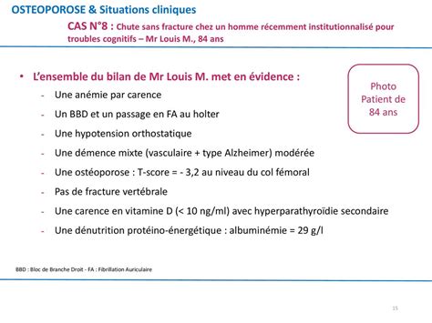 OSTEOPOROSE & Situations cliniques : CAS N°8 - ppt télécharger