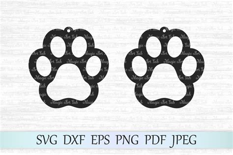 Paw Earrings svg, Earrings cut files, Earring templates svg