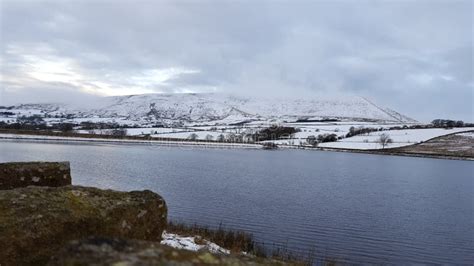 Pendle Hill in Winter Time Captured at Reservoir. Stock Photo - Image ...