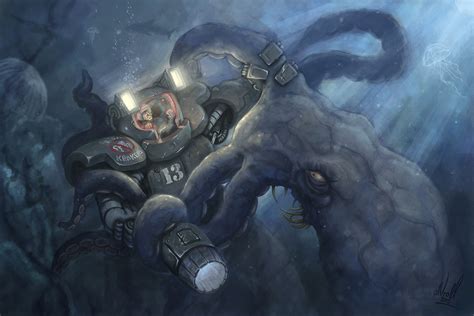 Kraken vs mech by aNroll on Newgrounds