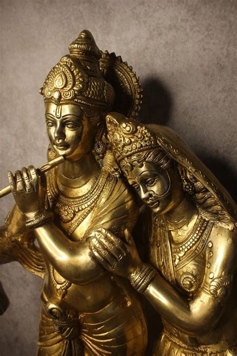 yellow Brass Radha Krishna Dancing Statue, Packaging Type: Box ...