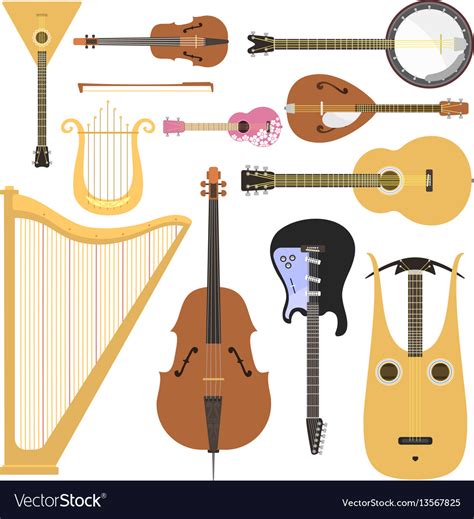 Stringed musical instruments set classical Vector Image