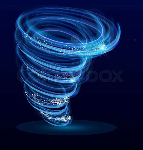 Vector illustration of shining illuminated whirlwind, swirl, glowing tornado vector effect ...