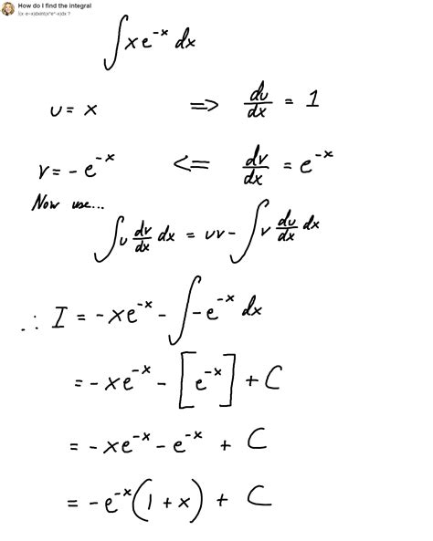 Integrate x*e^(-x)dx | Math, Answers, Math equations