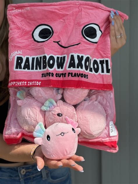 Rainbow Axolotl Pink Plushie Pack Bag-GM-PnkRainbAxolPP