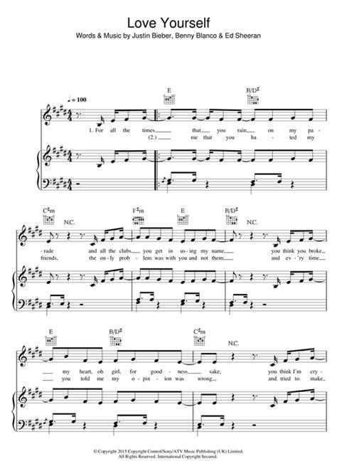 Justin Bieber: Love Yourself Digital Sheet Music by Justin Bieber | Sheet music, Justin bieber ...