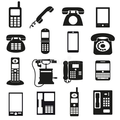 Verschiedene Schwarze Telefonsymbole Und -ikonen Eingestellt Stock Abbildung - Illustration von ...