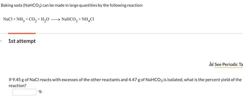 Solved Baking soda (NaHCO3) can be made in large quantities | Chegg.com