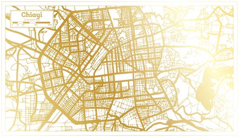 Premium Vector | Chiayi taiwan city map in retro style in golden color outline map